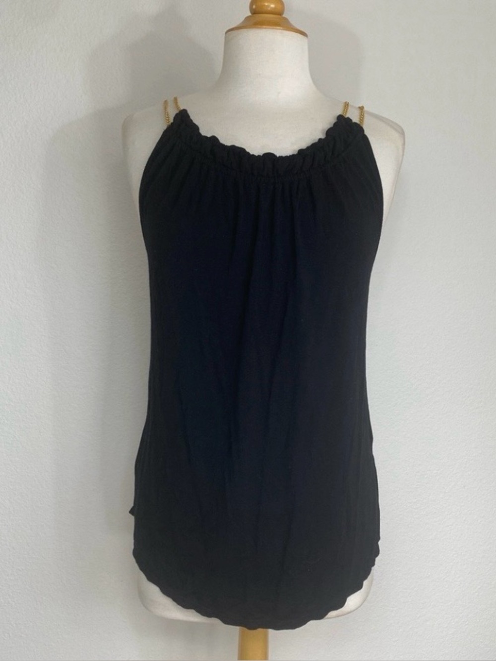 Adrienne Vittadini Womens Black Gold Chainlink Strap Sleeveless Tank Top Size L
